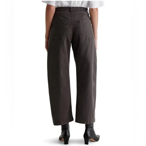 AG Adriano Goldschmied Fiona Trouser High-Rise Barrel Sulfur Misty Grey Size 32 - Picture 2 of 9